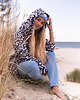 bluza z kapturem damska Candy long black/white zebra 4