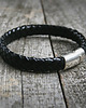 biżuteria męska męska bransoletka : SKÓRA : black braid 1