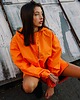 kurtki damskie Kurtka wiatrówkaanorak  longline pomarańcz 8