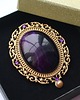 broszki UNIKAT - broszka kameliowa z agatem fioletowym 1