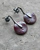 kolczyki wire wrapping Fioletowe antyczne krążki - sztyfty 2