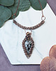kolie Miedziany naszyjnik wire wrapping z obsydianem śnieżnym #492 3