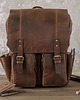 plecaki Brązowy Tornister Skórzany Vintage z Klapą na Laptopa 15" Belveder BL057 1