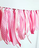 dodatki - różne Różowa Girlanda na baby shower, urodziny -wstążki na sznurku - 1m 1