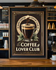 grafiki i ilustracje PLAKAT kawa, coffee lover club, vintage grafika loft 2
