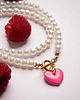 naszyjniki - inne Ręcznie robiony naszyjnik z pereł z zapięciem z przodu i serduszkiem 4