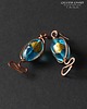 kolczyki wire wrapping Kolczyki czysto miedziane+szkło weneckie handmade 7
