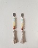 kolczyki z kamieniami Kolczyki BOHO ART z lnianym chwostem, jadeit, jaspis, aqua, żółty, rudy 1
