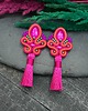 kolczyki soutache Kolczyki sutasz z chwostami fuksjowe długie kolorowe na wiosnę Cosima 2