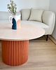 stoliki kawowe Okrągły dwukolorowy stolik kawowy Ø 80 cm - terakota  i naturalne drewno 3