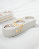 świeczniki i świece Świecznik z gipsu polimerowego 3x tealight biały ze złotymi płatkami 2
