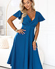 sukienki midi damskie 675-4 Rozkloszowana sukienka midi z kopertowym dekoltem - MORSKA 4