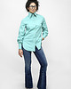 koszule damskie Turkusowa koszula Klara z dużym kołnierzem 1