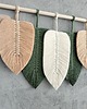 makramy Duża Makrama Liście XL Ozdoba Ścienna Boho Zieleń Beż 80 cm 5