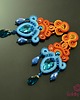 kolczyki soutache Pomarańczowo niebieskie kandelabrowe kolczyki sutasz 6