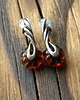 kolczyki wire wrapping brązowe kwiatki  - sztyfty 2