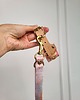 smycze i obroże dla psów i kotów Obroża Pink Confetti/ Nude Leather/ 3,8 cm 1