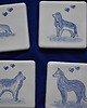 podkładki do kuchni Podkładki pod kubki kafelki psy kobaltowe 2