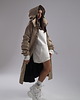 płaszcze damskie Parka Longline Hoodie Oversize mocca ocieplana 7