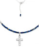 srebrne naszyjniki Lapis lazuli, srebro 925, delikatny, granatowy naszyjnik z krzyżykiem 1