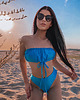 stroje kąpielowe i kostiumy kąpielowe damskie Komplet bikini turkusowy top bandeau z wiązaniem Manila 9