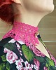 chokery Barbie pink fuksjowy koronkowy choker z broszą lotosem 2