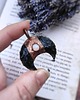 wisiory Wisior miedziany lunula obsydian moonstone II 2