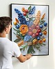 plakaty Plakat bukiet z papierowych kwiatów do salonu niebiesko-czerwony 2