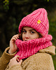 czapki damskie Różowy komplet zimowy czapka i komin Peruvian WOOLY 2