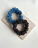 gumki do włosów 2 jedwabne gumki scrunchies Blue Silk & Brown Silk 3