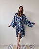 szlafroki damskie Szlafrok narzutka kimono w niebieski wzór 5