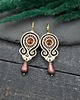 kolczyki soutache Kolczyki sutasz beżowo złoto brązowe kolorowe Cleo z dużą łezką 2