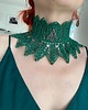 chokery Zielony butelkowy koronkowy choker/kolia celtycka 2