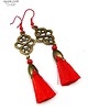 kolczyki chwosty Czerwone frędzle dla fanki długich kolczyków, kolczyki w stylu boho handmade 2