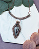 kolie Miedziany naszyjnik wire wrapping z obsydianem śnieżnym #492 1