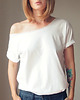 t-shirt damskie Asymetryczny Biały Oversize Bez Nadruku 1