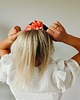 gumki do włosów Gumka jedwabna, scrunchie, frotka kwiatowa mgła jasnym łososiem MAXI 3