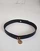 chokery CHOKER skóra naturalna czarna tloczona krokodyl zlota moneta na lancuszku 1