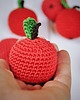 zabawki - inne Owoce szydełkowe - jabłko, ozdoba na choinkę 4