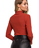 bluzki z długim rękawem damskie Golf z wycięciem-ceglasty(M-608) 2