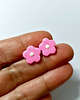 kolczyki z masy plastycznej Kolczyki różowe kwiatki 4
