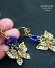 kolczyki z mosiądzu Złoty motyl z kobaltem urocze długie modne kolczyki w stylu boho handmade 1