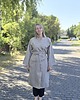 sukienki midi damskie Kimono sukienka z paskiem 100% len beżowe. 1