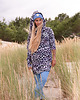 bluza z kapturem damska Candy long black/white zebra 2