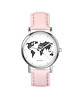 zegarki damskie Zegarek  mały - Mapa świata - skórzany, pudrowy róż 1
