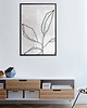 plakaty Plakat czarno biały liść line art 1