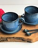 filiżanki Duża Filiżanka ceramiczna ze spodkiem  Borówka 1