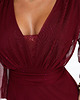 sukienki maxi damskie 654-6 Długa połyskująca sukienka plus size z dekoltem - bordowa 9