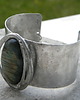 bransoletki wire wrapping Złoty labradoryt      - BRANSOLETA MANKIET - CUFF 4