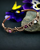 bransoletki wire wrapping Miedziana bransoleta mankietowa z rubinem 5
